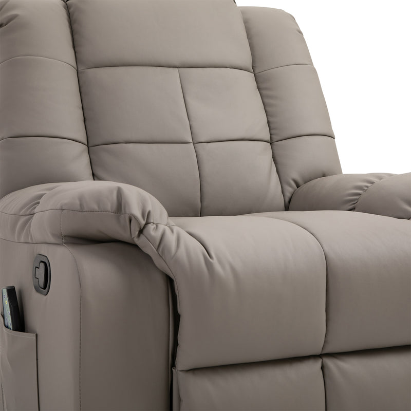 Poltrona Relax con 8 Punti Massaggio e Reclinazione a 165° 94x99x99 cm in Similpelle Grigio