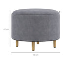 Pouf Contenitore Vellutato da 120 kg max 56x56x42 cm con Vassoio a Ribalta in MDF e Rovere Grigio