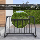 Rastrelliera Portabiciclette a 3 Posti da Esterno 114x58x75cm Nero