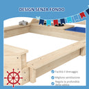Sabbiera per Bambini 3-7 Anni con Tettuccio e Set da Cucina 180x103x144,5 cm in Legno di Abete