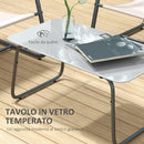 Set Salotto da Giardino Divano 2 Poltrone e Tavolino in Acciaio e Tessuto a Rete Crema