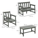 Set Salotto da Giardino Divano 2 Poltrone e Tavolino in HDPE con Cuscini Grigio Scuro