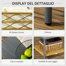 Salotto da Giardino Divano 2 Posti con Chaise Longue e Tavolino in Rattan PE Crema