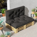 Set 2 Cuscini da Giardino per Divani e Pallet in Poliestere con Imbottitura Spessa Grigio