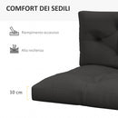 Set 2 Cuscini da Giardino per Divani e Pallet in Poliestere con Imbottitura Spessa Grigio