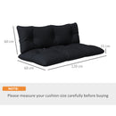 Set 2 Cuscini da Giardino per Divani e Pallet in Poliestere con Imbottitura Spessa Nero