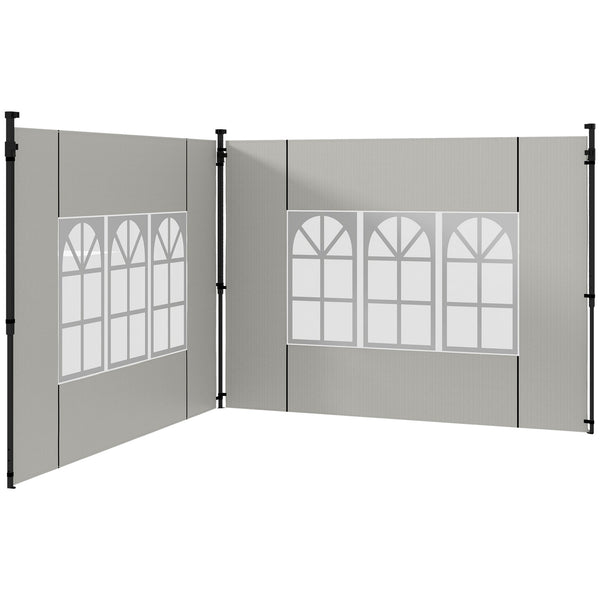 Set 2 Pareti Laterali per Gazebo 3x3m e 3x6m con Finestre 293x193 cm in PE e Plastica Bianco online