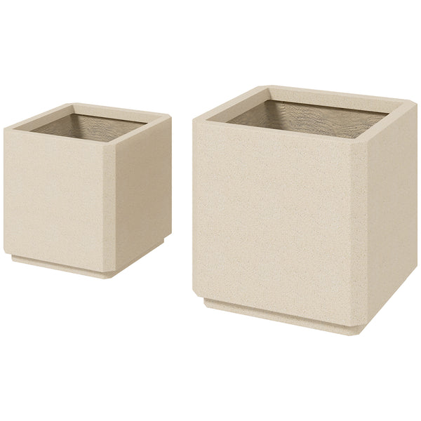 sconto Set da 2 Vasi da Giardino Quadrati Impilabili per Esterno e Interno Beige