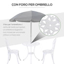 Set Tavolino e 2 Sedie da Giardino in Alluminio Bianco