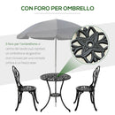 Set Tavolino e 2 Sedie da Giardino in Alluminio Nero