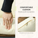 Set Tavolino e 2 Poltrone da Giardino con Braccioli e Cuscini in Acciaio e Rattan PE Crema