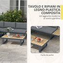 Set Salotto da Giardino Divano Angolare e Tavolino da Caffè Grigio e Teak