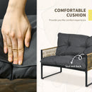 Set Salotto da Giardino Divano 2 Poltrone e Tavolino in Acciaio Poliestere e Rattan Grigio e Marrone