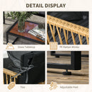 Set Salotto da Giardino Divano 2 Poltrone e Tavolino in Acciaio Poliestere e Rattan Grigio e Marrone