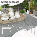 Set Tavolo e 6 Sedie Impilabili da Giardino in Acciaio Grigio Chiaro