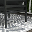 Set Salotto da Giardino Divano Angolare e 2 Tavolini in Acciaio e Poliestere Grigio