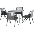 Set Tavolo con Piano in Vetro e 4 Sedie da Giardino in Alluminio e Poliestere Grigio Scuro