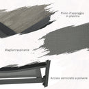 Set Tavolo e 6 Sedie Impilabili da Giardino in Tessuto a Rete e Tavolo Effetto Legno Grigio