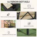 Set Tavolino e 2 Poltroncine con Cuscini da Giardino in Rattan PE Acciaio e Poliestere Beige