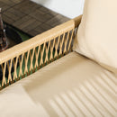 Set Tavolino e 2 Poltroncine con Cuscini da Giardino in Rattan PE Acciaio e Poliestere Beige