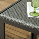 Set Tavolo e 4 Sedie Impilabili da Giardino in Acciaio e Rattan PE Grigio