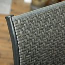 Set Tavolo e 4 Sedie Impilabili da Giardino in Acciaio e Rattan PE Grigio