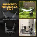 Amaca con Supporto max 120kg 263x89x100 cm in Metallo Borsa Incluse Nero e Bianco