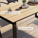 Tavolo da Giardino Rettangolare per 6-8 Persone 180x90x74cm in Alluminio con Piano a Doghe Quercia