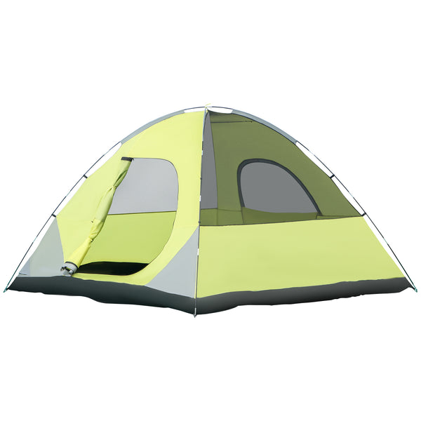Tenda da Campeggio 3-4 Persone a Cupola 300x300x180cm Impermeabile e Anti UV Giallo e Grigio sconto