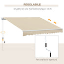Tenda da Sole per Esterno a Bracci Avvolgibile 360x250 cm con Apertura a Manovella Crema