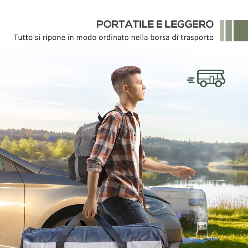 Tendalina ad Arco Portatile con Paletti Regolabili 290x278x230-260 cm in Poliestere e Acciaio Blu