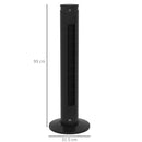 Ventilatore a Torre 45W a 4 Modalità e 3 Velocità con Timer da 12h Ø31.5x93 cm in ABS Nero