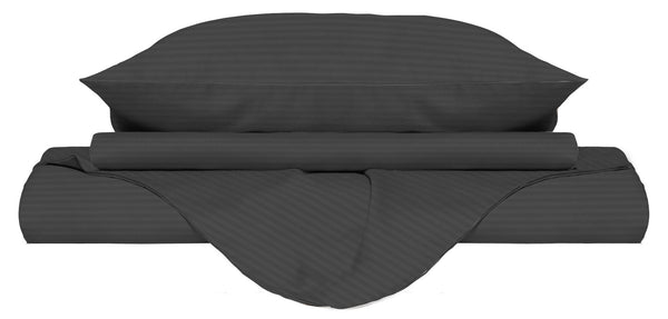 Housse de couette double avec sac et taies d'oreiller en satin de polyester noir acquista