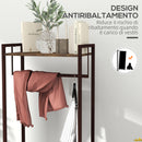 Appendiabiti da Terra con Asta 3 Cassetti e Ripiani 58,5x30x178 cm in Legno MDF e Acciaio Marrone