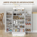 Armadio da Cucina con 5 Ripiani Centrali e 2 Ripiani Laterali a 6 Livelli 60x30x104 cm in MDF Bianco