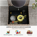 Baule da Esterno in Rattan PE e Acciaio con Fodera Interna 75x75x70 cm Nero e color Sabbia 