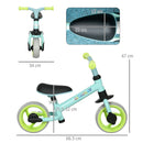 Bicicletta Pedagogica per Bambini Senza Pedali 66,5x34x47 cm in Acciaio PP PU e TPR Turchese