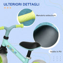 Bicicletta Pedagogica per Bambini Senza Pedali 66,5x34x47 cm in Acciaio PP PU e TPR Turchese