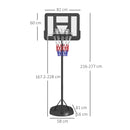 Canestro Basket ad Altezza Regolabile 216-277 cm con Base Riempibile in Acciaio e PE Nero