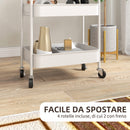 Carrello da Cucina a 3 Livelli con Maniglie e 4 Rotelle 45x30,6x79 cm in Acciaio Bianco