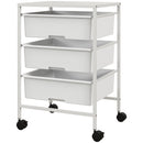 Carrello Multiuso con 3 Cestini Estraibili e Ruote 40,8x33,5x60,5 cm in Acciaio e PP Bianco