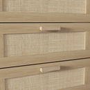Cassettiera 6 Cassetti Stile Boho per Soggiorno e Camera da Letto 110x40x75 cm in Legno e Rattan Naturale