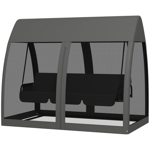 online Dondolo da Giardino 2 in 1 Convertibile in Letto 240x140x197 cm con Cuscini e Zanzariera Grigio