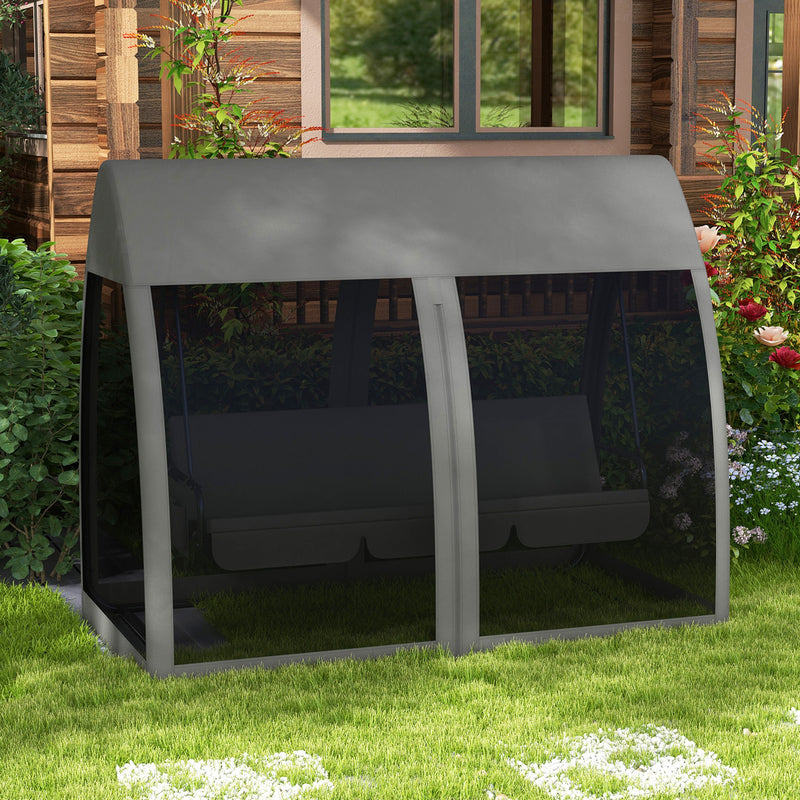 Dondolo da Giardino 2 in 1 Convertibile in Letto 240x140x197 cm con Cuscini e Zanzariera Grigio