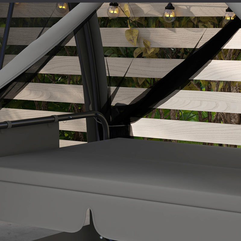 Dondolo da Giardino 2 in 1 Convertibile in Letto 240x140x197 cm con Cuscini e Zanzariera Grigio