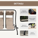 Dondolo da Giardino 2 Posti con Tetto Parasole 170x136x170 cm in Acciaio e Poliestere Beige