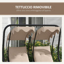 Dondolo da Giardino 2 Posti con Tetto Parasole 170x136x170 cm in Acciaio e Poliestere Beige
