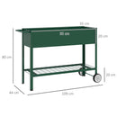 Fioriera da Esterno con Mensola Inferiore Portautensili 109x44x80 cm in Metallo Verde