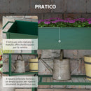 Fioriera da Esterno con Mensola Inferiore Portautensili 109x44x80 cm in Metallo Verde