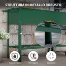 Fioriera da Esterno con Mensola Inferiore Portautensili 109x44x80 cm in Metallo Verde